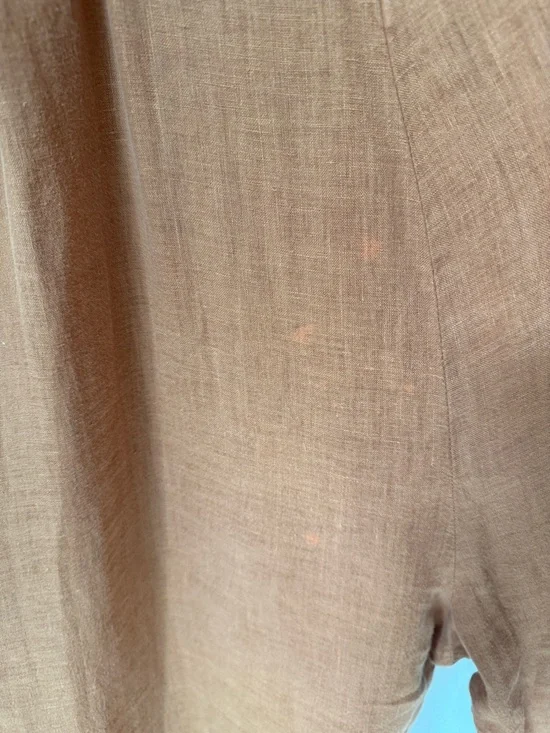 Sleeveless Rust Linen-Blend Jumpsuit with Pockets - Picture 6 of 6